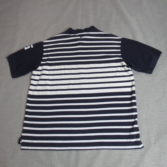 Vintage Rocawear Shirt Mens 2XL Cream Blue Striped Polo Golf Preppy Coastal 90s - Picture 9 of 12